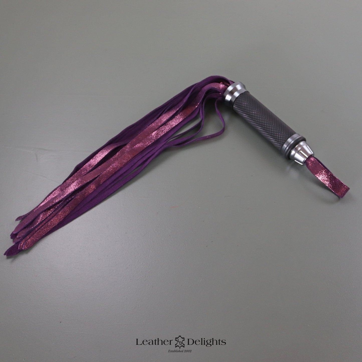 Metallic Purple Suede Flogger with Silver Handle