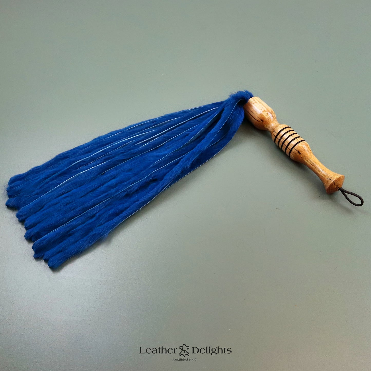 Royal Blue Rabbit Fur Flogger