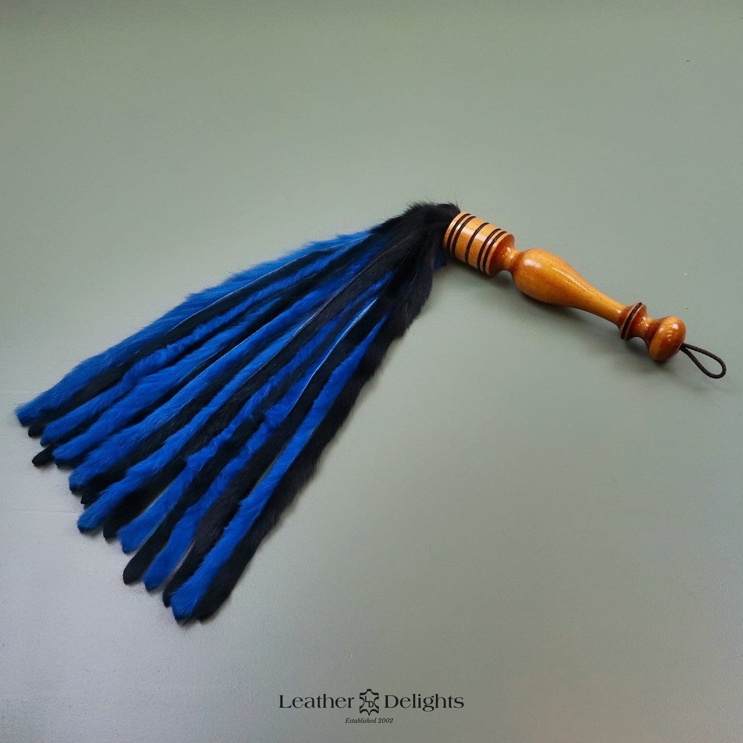 Black & Blue Rabbit Fur Flogger