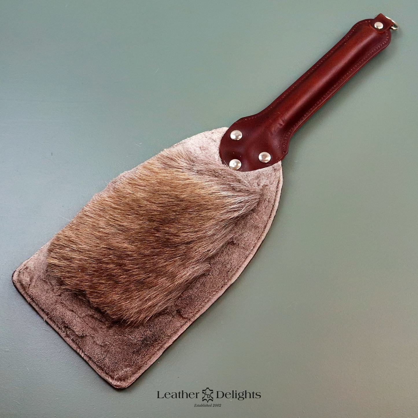 Brown Leather & Reindeer Hair on Hide Paddle