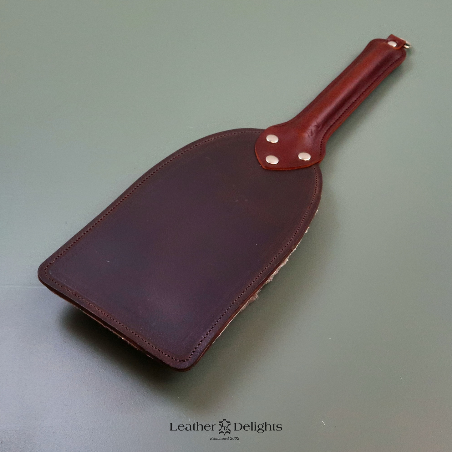 Brown Leather & Reindeer Hair on Hide Paddle