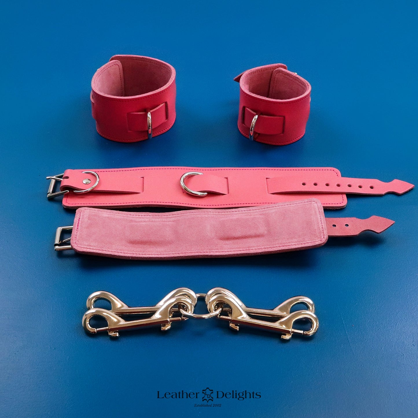 Baby Pink Wrist & Ankle Cuffs with Baby Pink Suede Lining