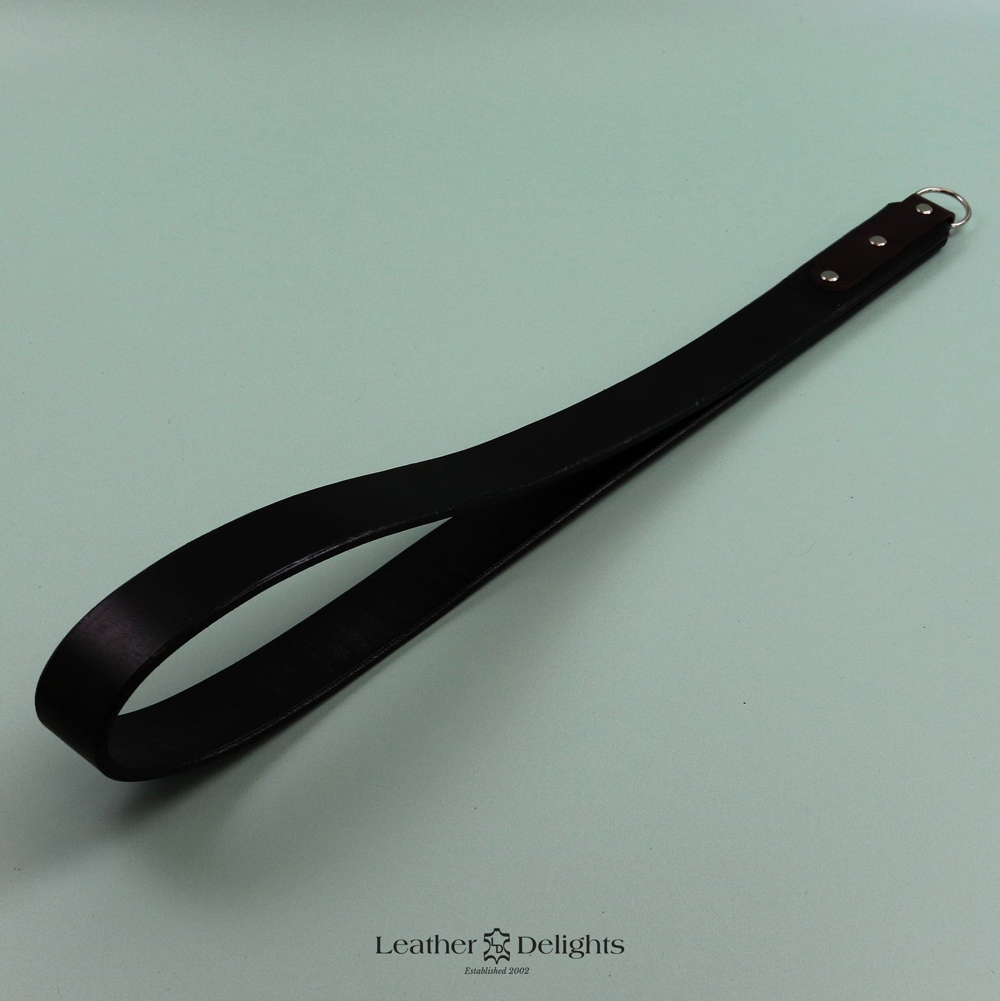 Belt Strap - Oak Bark Tanned Leather with Purple Hanging Loop and Purple Stitching