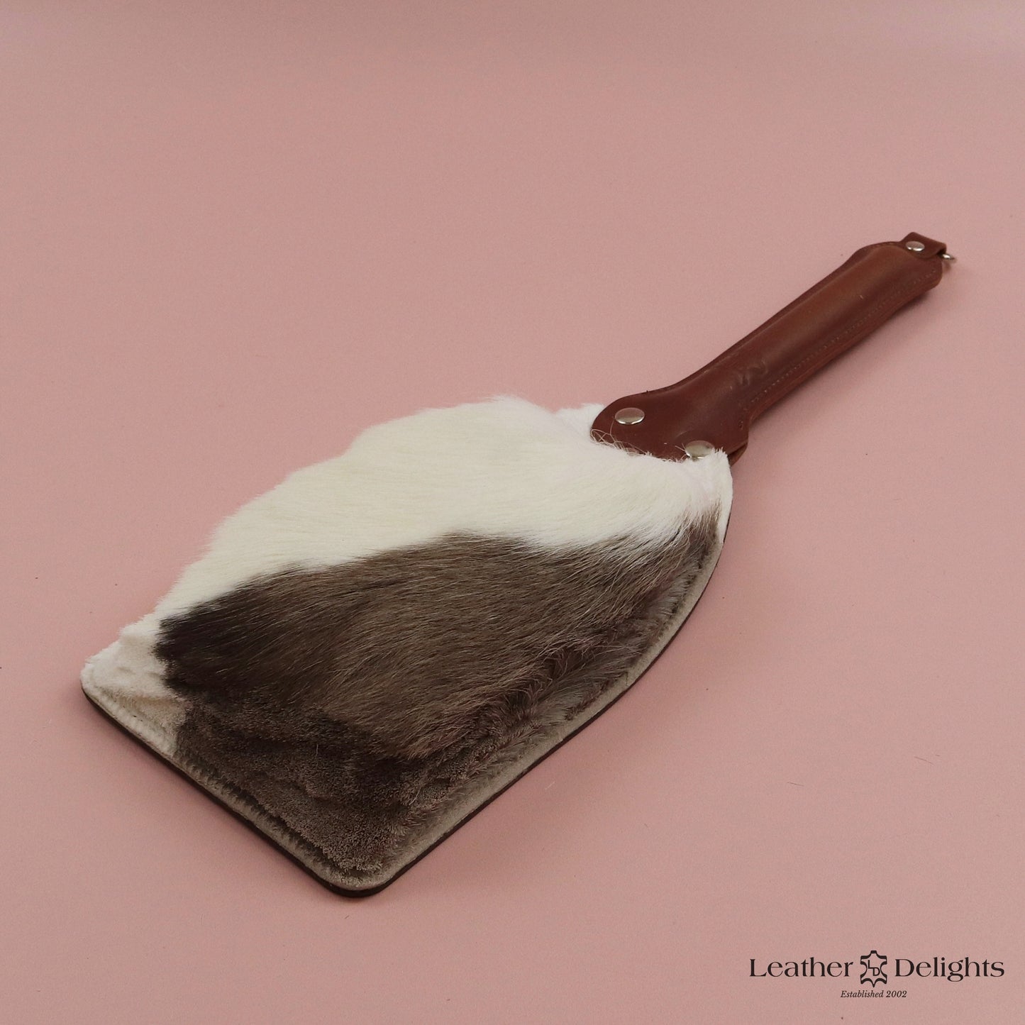 Booty Beater - Dark Brown Leather & Hair on Hide Reindeer with Tan Handle