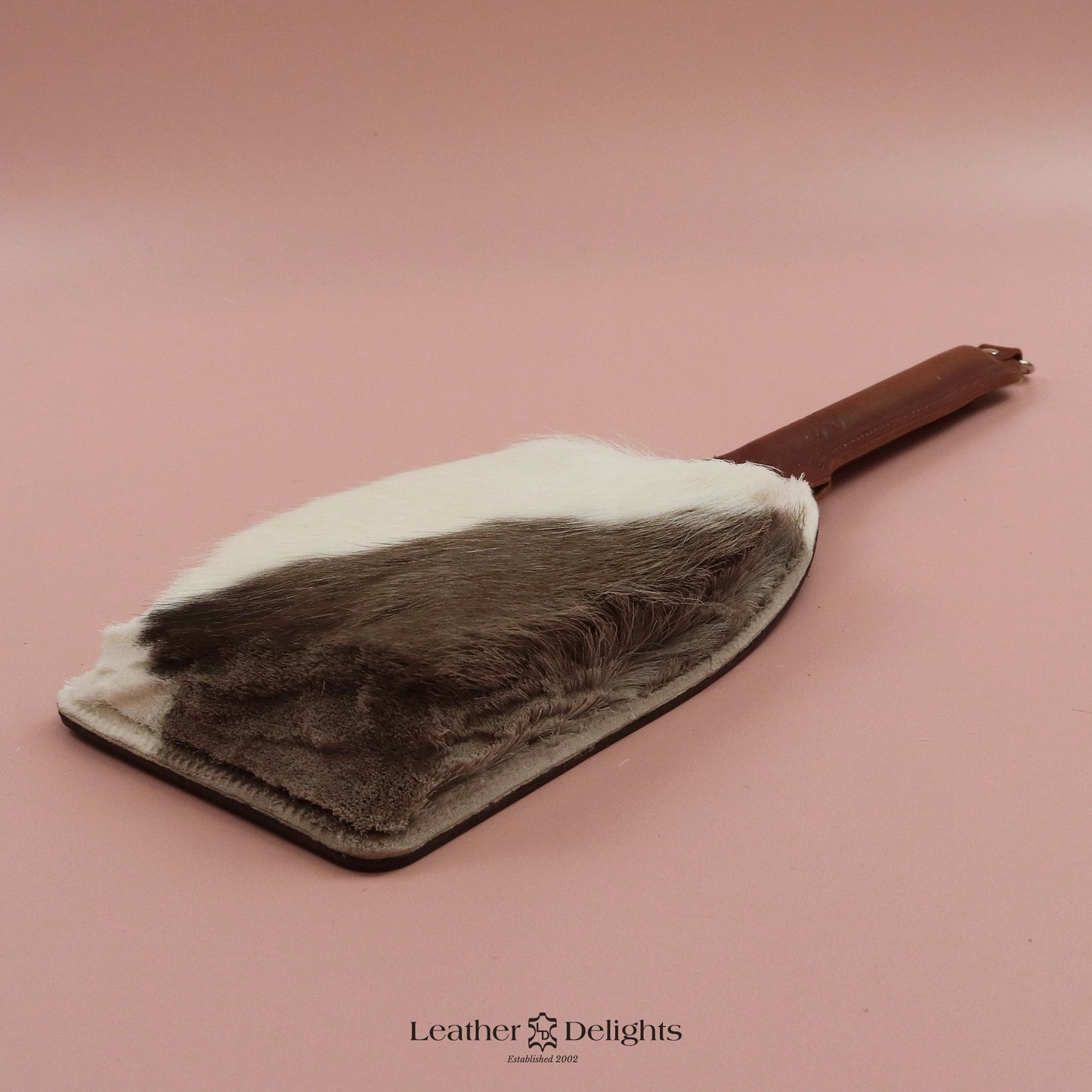 Booty Beater - Dark Brown Leather & Hair on Hide Reindeer with Tan Handle