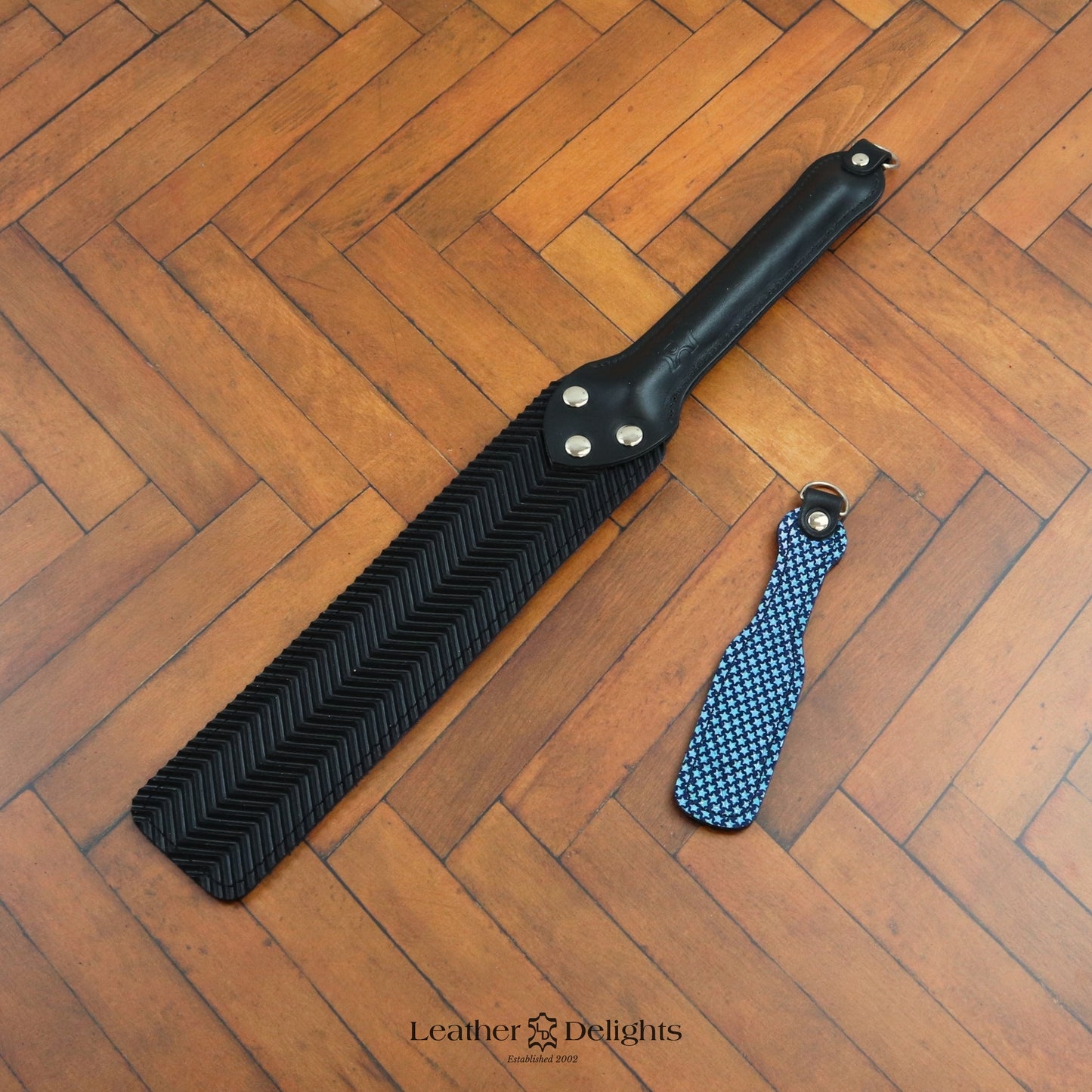 Punishment Paddle - Sparkly Blue Stars & Black Ripple Rubber
