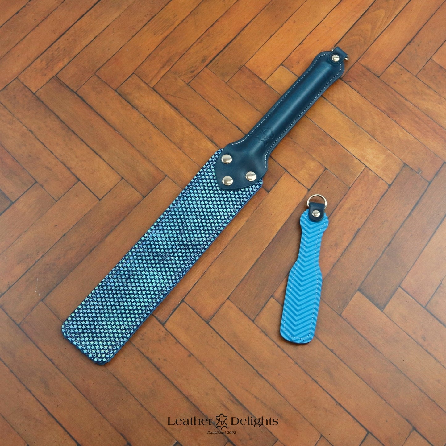 Punishment Paddle - Sparkly Blue Stars & Blue Ripple Rubber with a Blue Handle