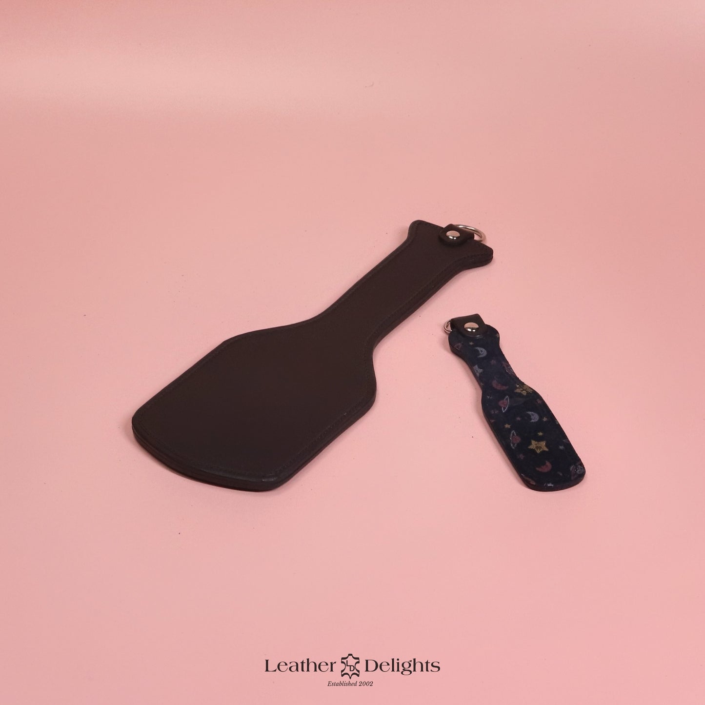 Intimidator Paddle - Black Leather with Moon & Stars