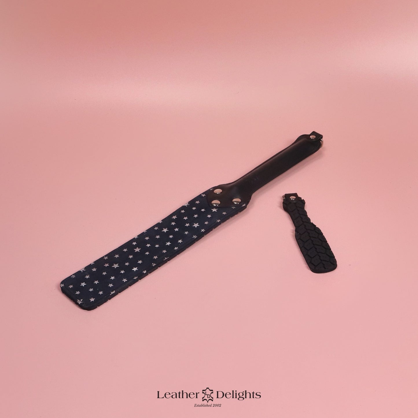 Punishment Paddle - Stars Suede & Black Tyre Tread Rubber