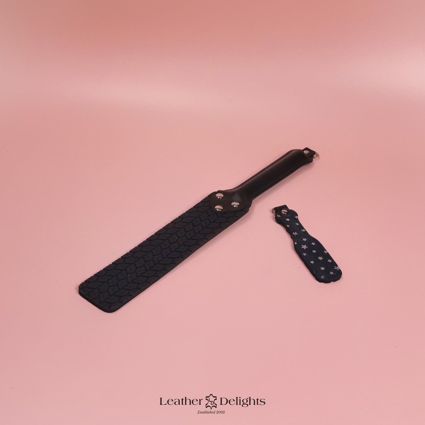 Punishment Paddle - Stars Suede & Black Tyre Tread Rubber