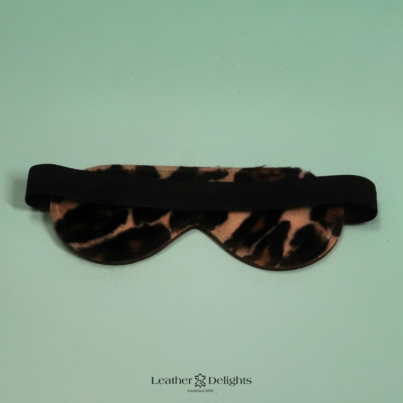 Light Bondage Blindfold - Leopard Print & Brown Leather