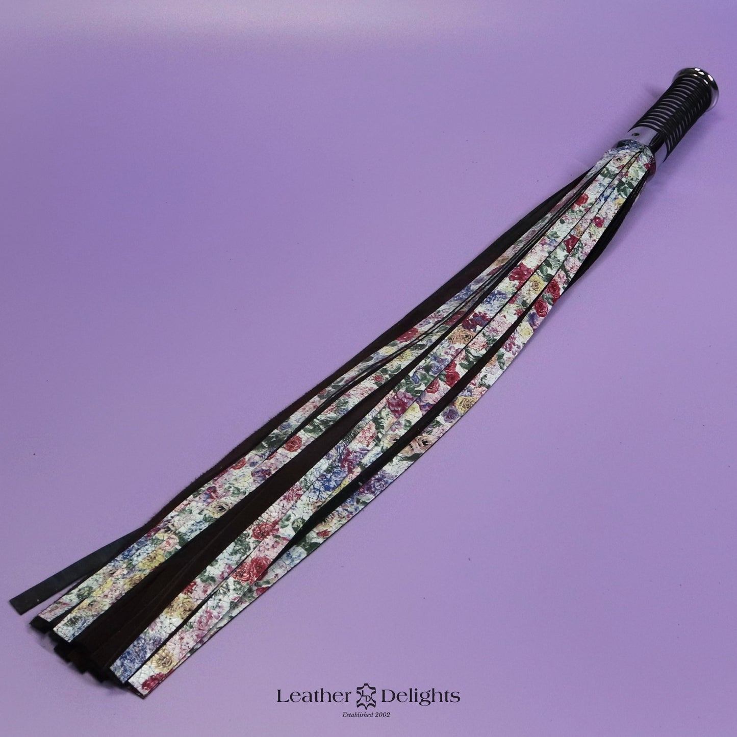Torture Chamber Flogger - Floral Goatskin & Burgundy Suede