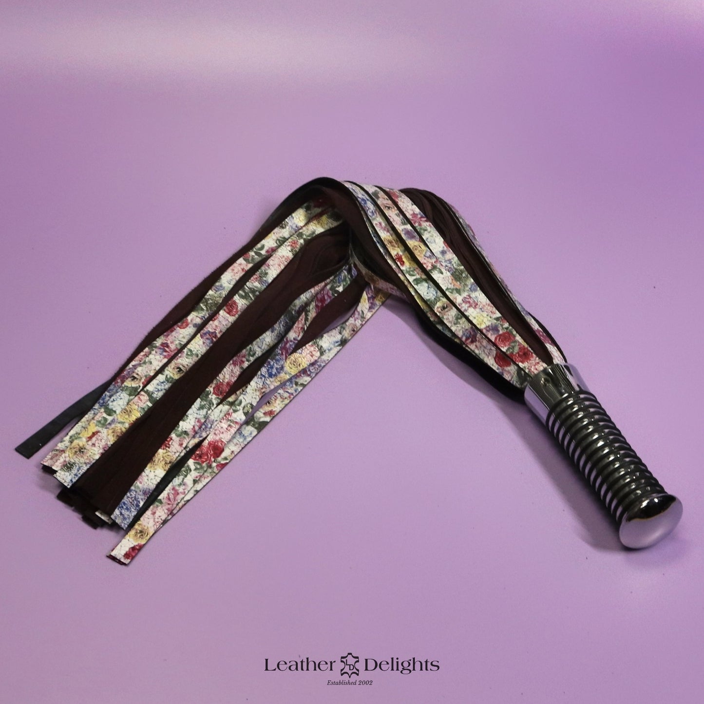Torture Chamber Flogger - Floral Goatskin & Burgundy Suede