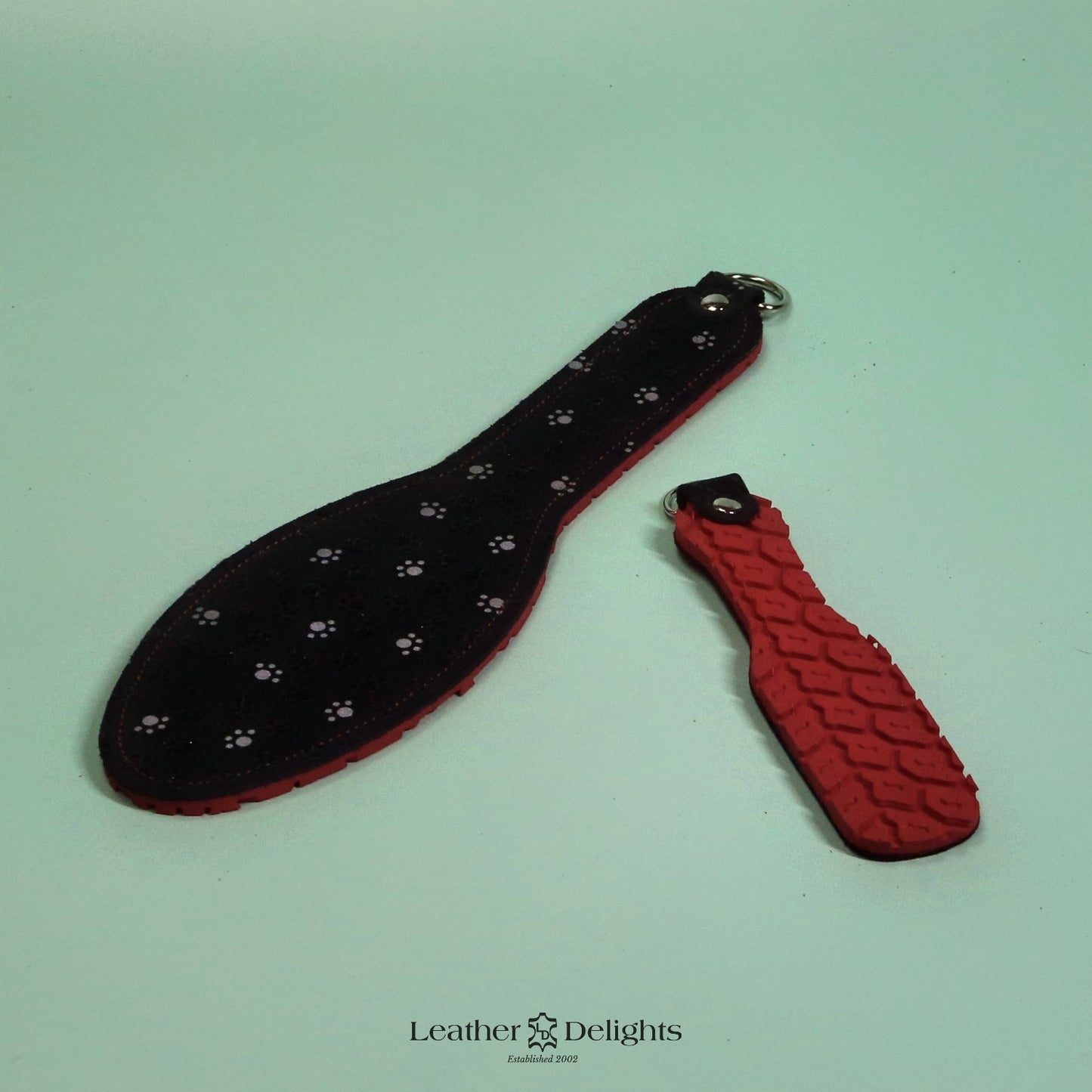 Shoe Sole Paddle - Paw Print Suede & Red Tyre Tread Rubber