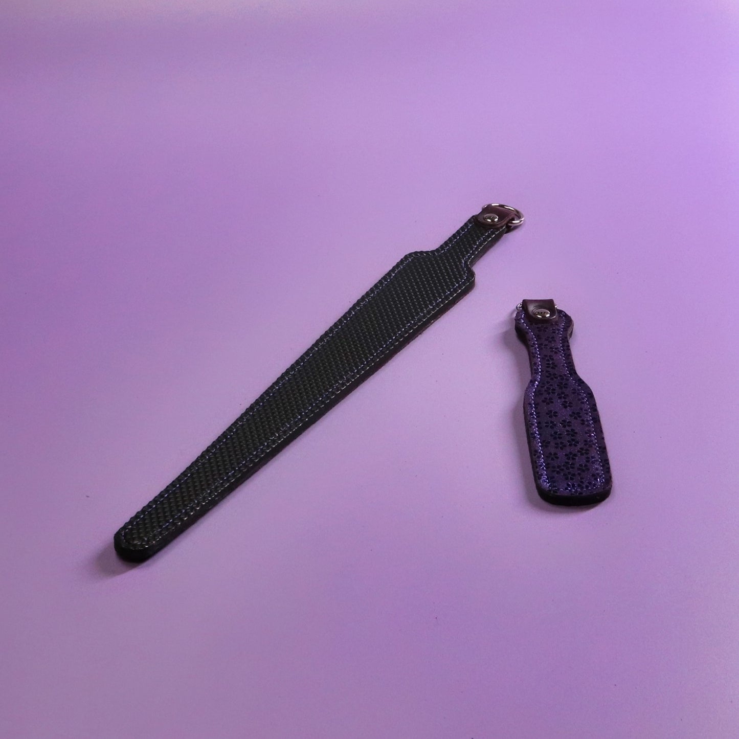 Needle - Metallic Purple Flower Pattered Suede & Black Dimpled Rubber