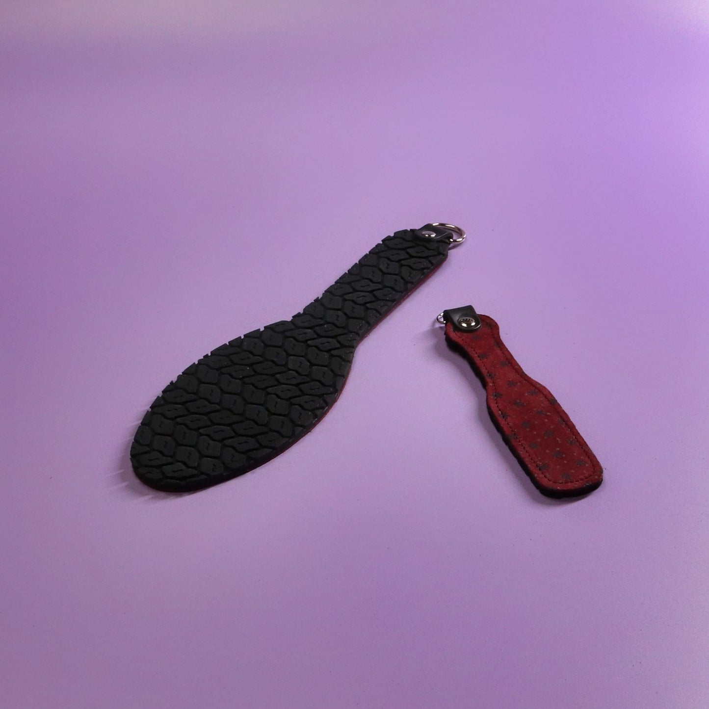 Shoe Sole - Red with Black Snowflake Suede & Black Tyre Tread Rubber