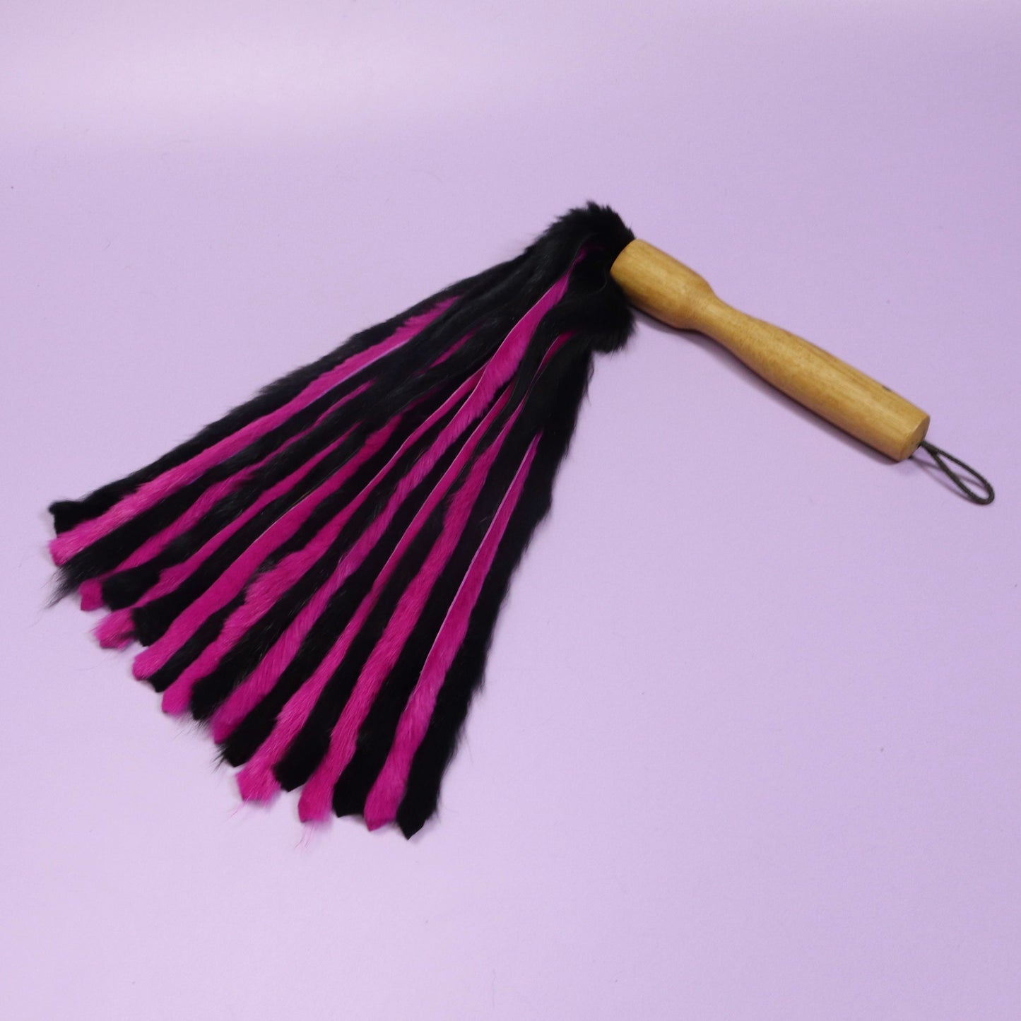 Black & Pink Rabbit Fur Flogger