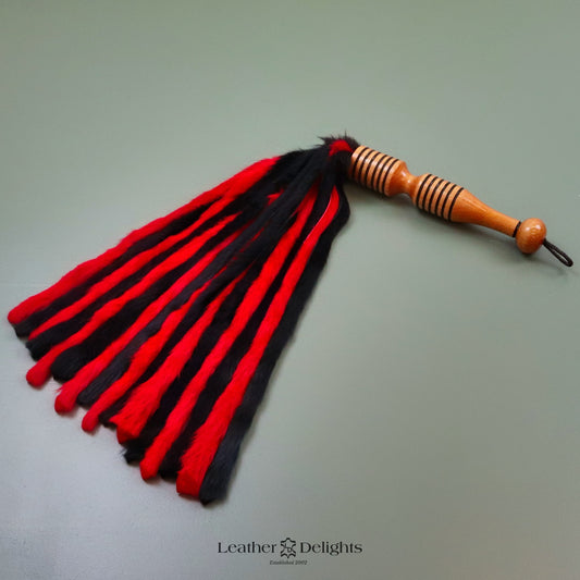 Black & Red Rabbit Fur Flogger