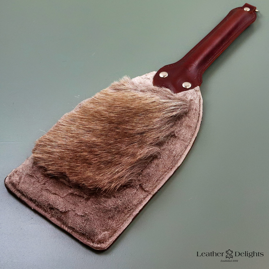 Brown Leather & Reindeer Hair on Hide Paddle