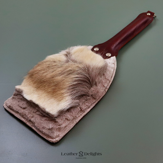 Brown Leather & Reindeer Hair on Hide Paddle