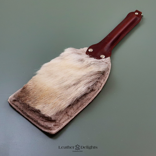 Brown Leather & Reindeer Hair on Hide Paddle