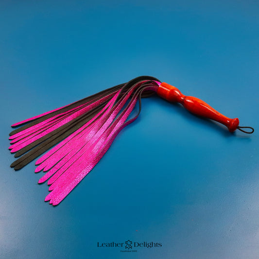 Soft Textured Metallic Pink Leather Flogger