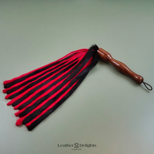 Black & Red Rabbit Fur Flogger