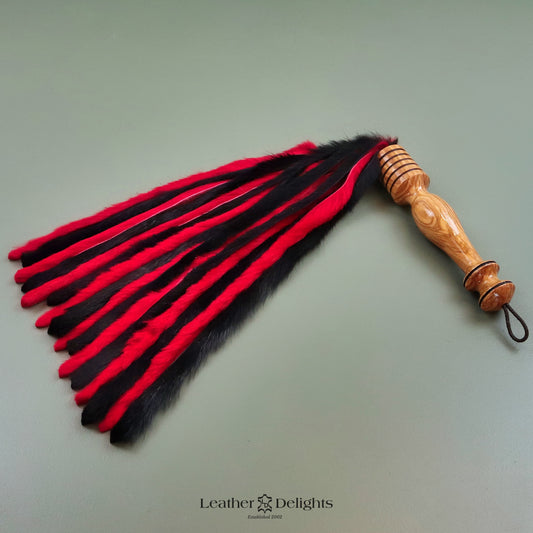 Black & Red Rabbit Fur Flogger