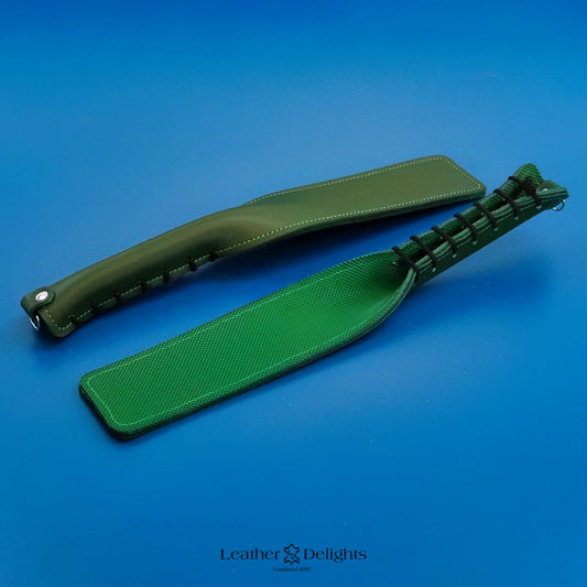 Double Cheek Slapper - Green Leather & Green Inverted Dimple Rubber