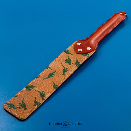 Punishment Paddle - Dinosaur Print Leather