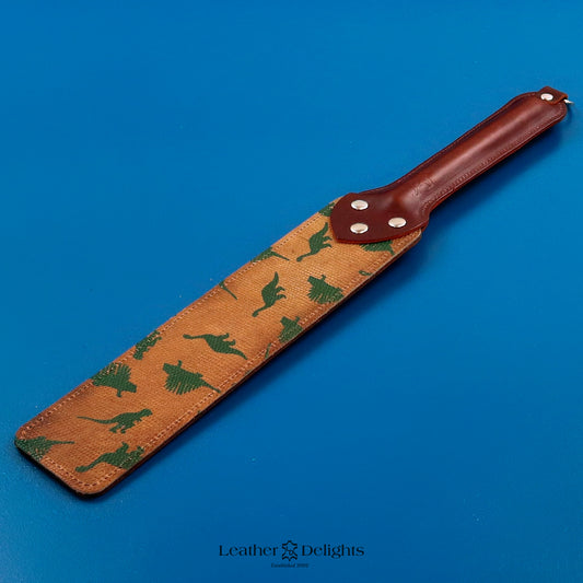 Punishment Paddle - Dinosaur Print Leather