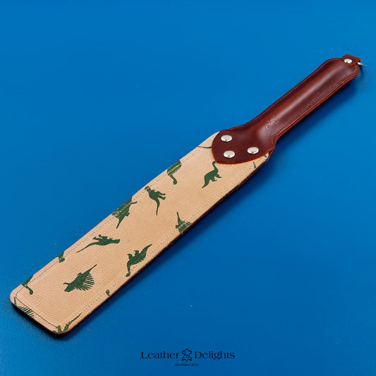 Punishment Paddle - Dinosaur Print Leather