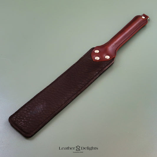 Punishment Paddle - Soft Brown Buffalo Leather & Dimpled Rubber