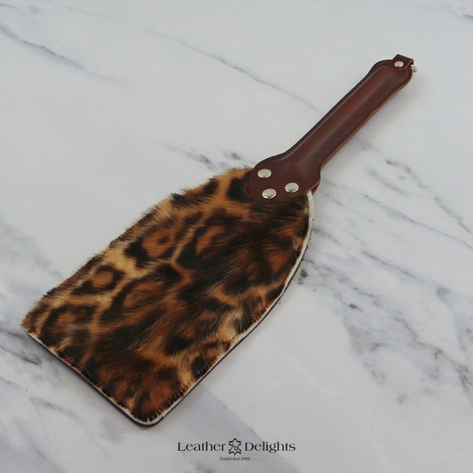 Booty Beater - Animal Print Sheepskin & Brown Buffalo Leather