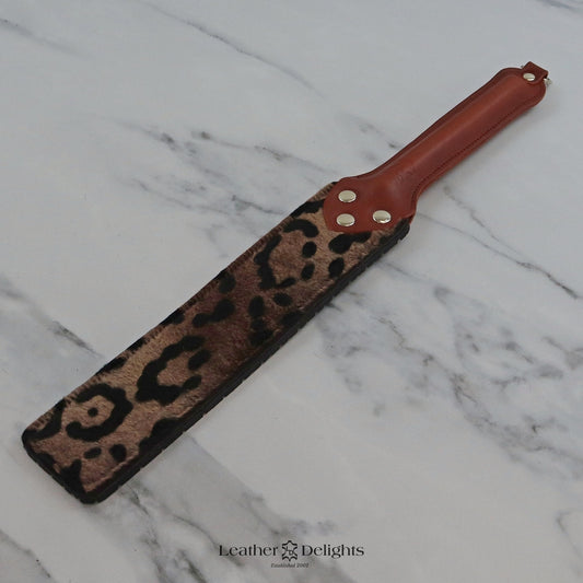 Punishment Paddle - Animal Print Sheepskin & Black Tyre Tread Rubber