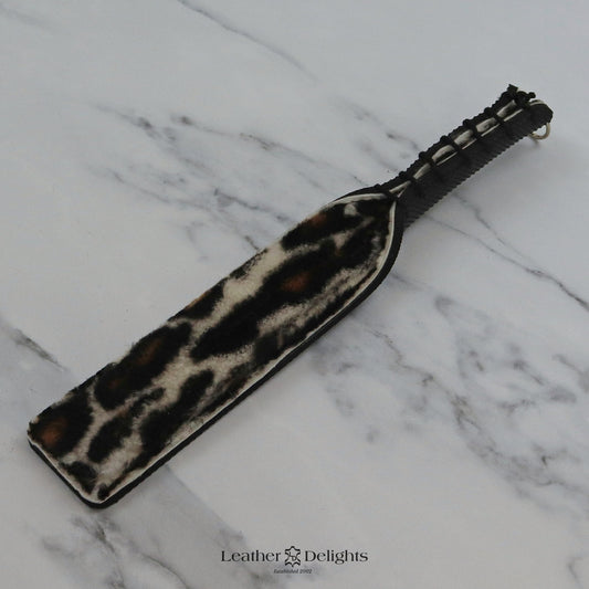 Double Cheek Slapper - Animal Print Sheepskin & Black Dimpled Rubber