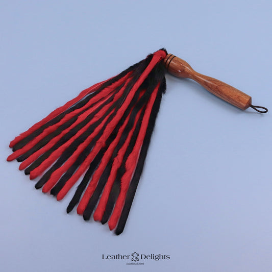 Black & Red Rabbit Fur Flogger