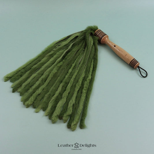 Two Tone Lime Green Rabbit Fur Flogger