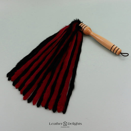 Black & Red Rabbit Fur Flogger