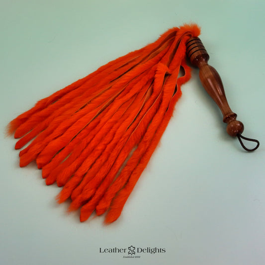 Orange Rabbit Fur Flogger