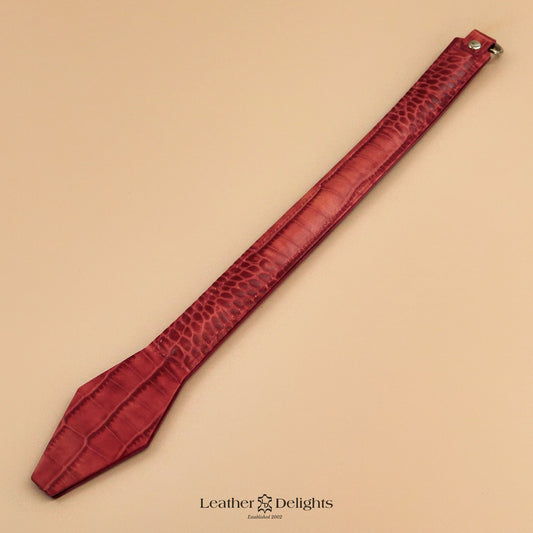 Short Leather Crop - Red Crocodile Print Leather