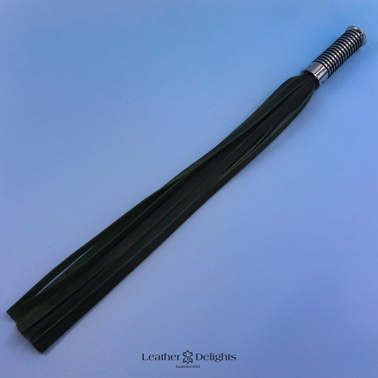 Green Pull Up Leather Flogger with Silver Handle