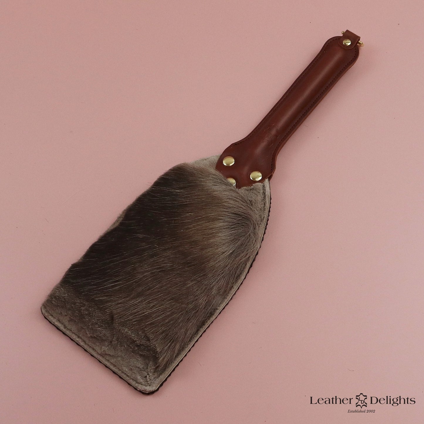 Booty Beater - Black Ripple Rubber & Hair on Hide Reindeer with Tan Handle and Brass Hardware