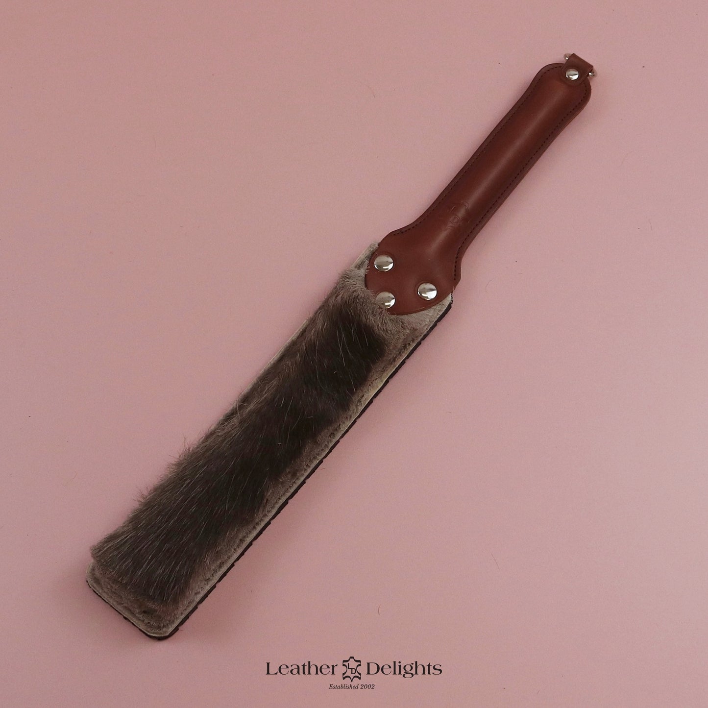 Punishment Paddle - Tyre Tread Rubber & Hair on Hide Reindeer with Tan Handle