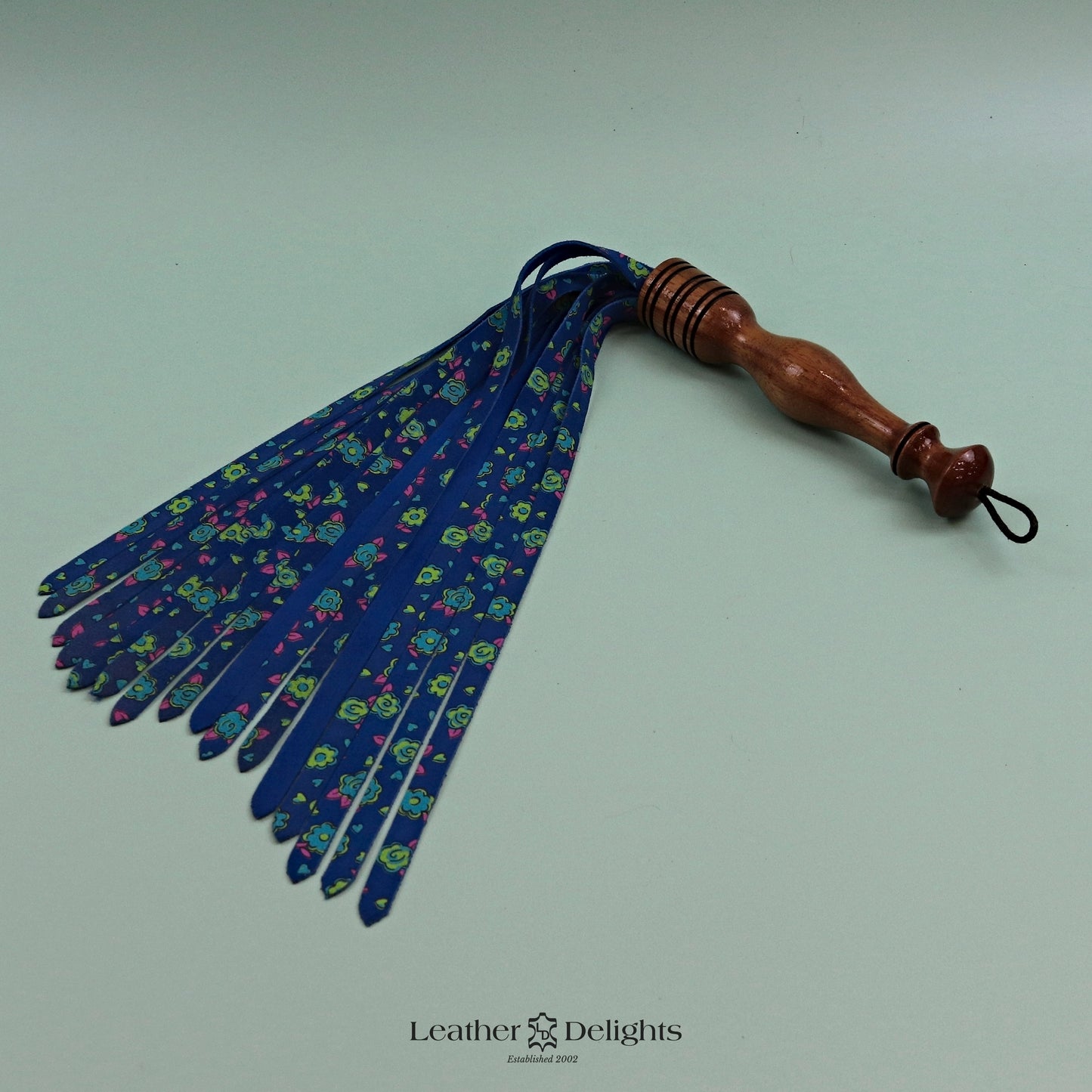 Flower Printed Blue Suede Flogger