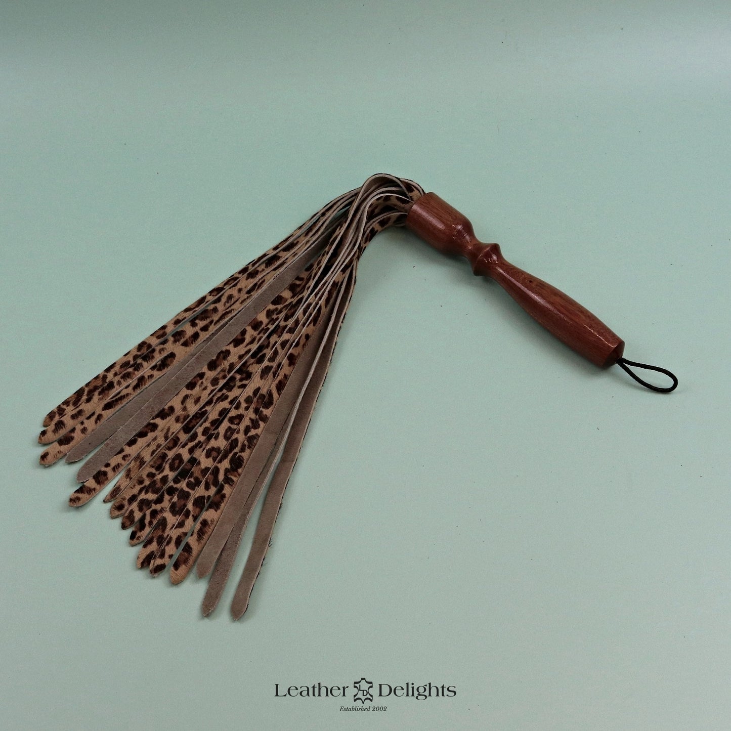 Leopard Print Hair On Hide Leather Flogger