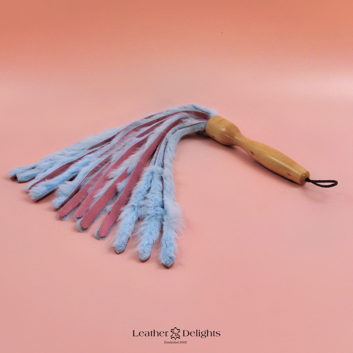 Baby Blue Rabbit Fur & Baby Pink Suede Flogger