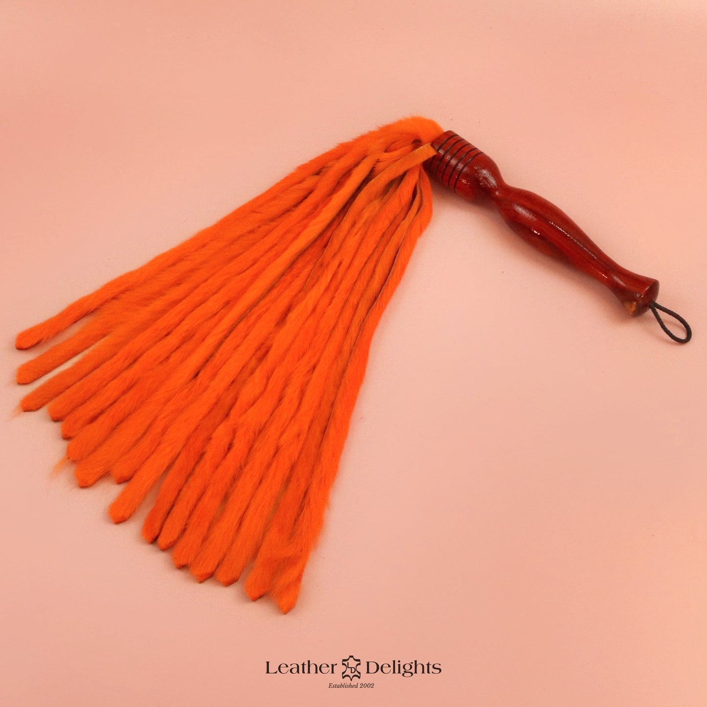 Orange Rabbit Fur Flogger