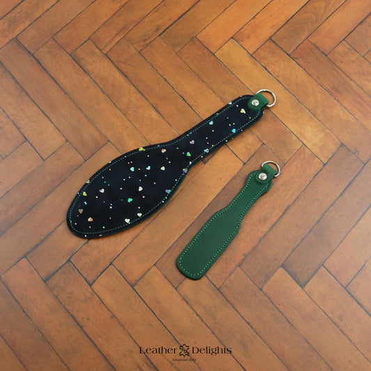 Shoe Sole - Sparkly Hearts & Green Leather