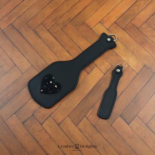 Intimidator Paddle - Black Leather with Sparkly Heart